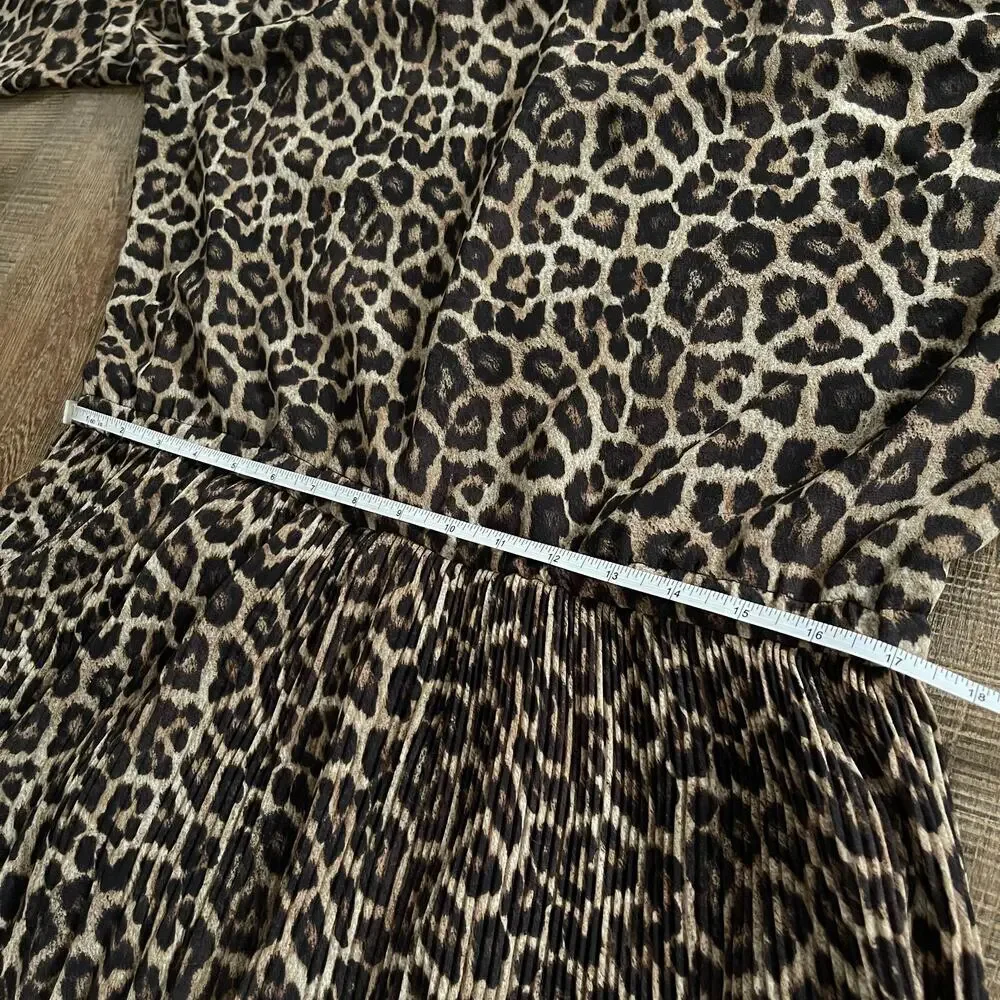 Michael Kors Women's Cold Shoulder Long Sleeves Leopard Print Maxi Dress Size XL
